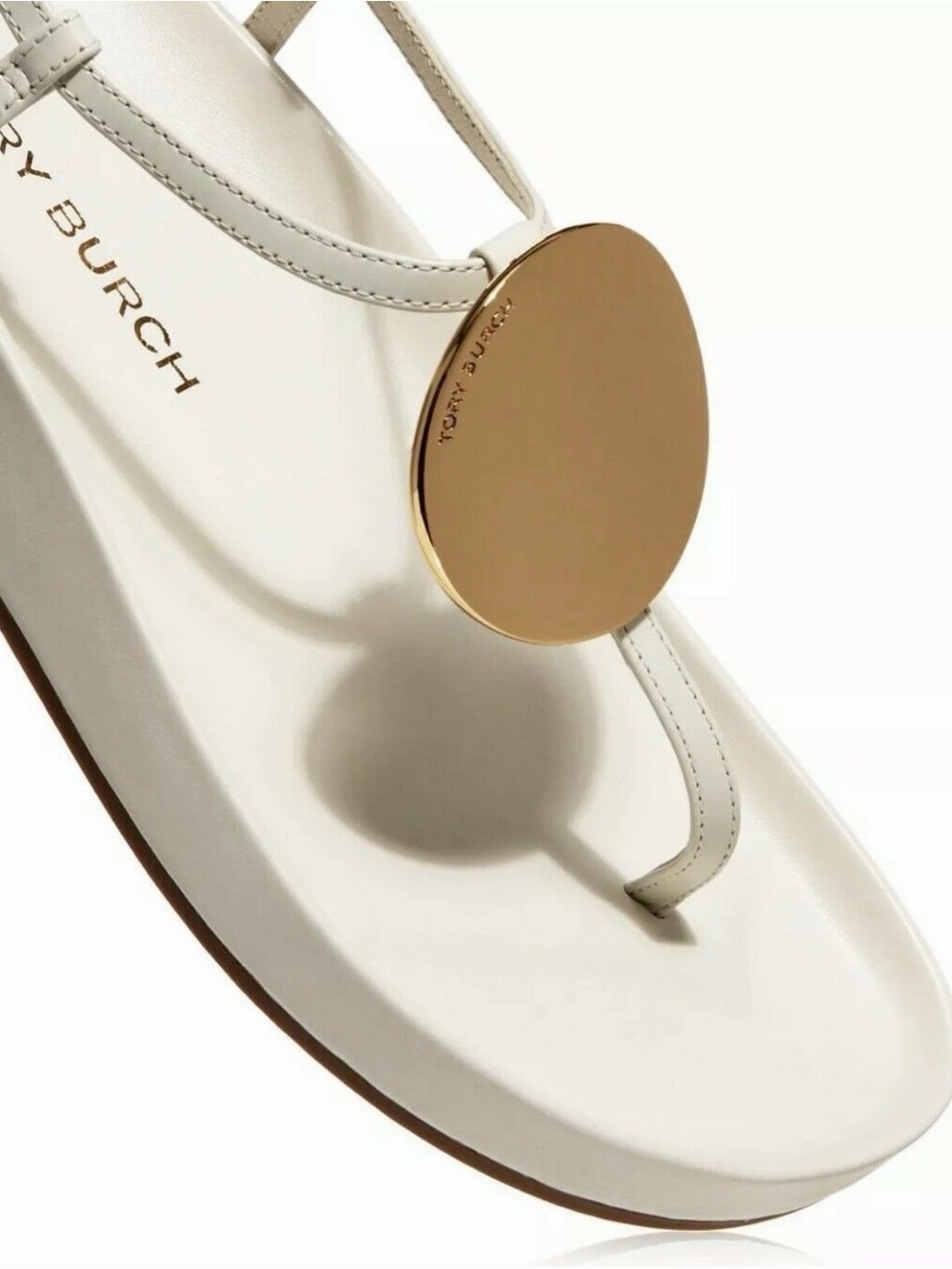 TORY BURCH SHOES: Patos Thong Cloud Leather Sandals White US 7.5